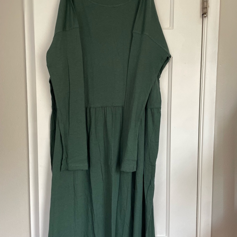 Free People Forest Green Long Sleeve Dress